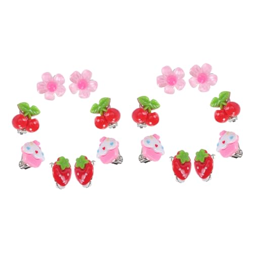 BESPORTBLE 8 Paare Ohrclips Mädchen Ohrclips Ohrlöcher Bunte Ohrschmuck Sets Erdbeere Kirsche Blume Eiscreme Muster für Partys von BESPORTBLE