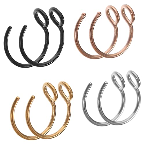 BESPORTBLE 8 Stück Teiliges C Förmige Fake Nose Rings für Frauen Hautfreundlich Verstellbar Nasenringe in Schwarz Gold und Roségoldfarben Dekorative Schmerzfreie Nasenschmuck von BESPORTBLE