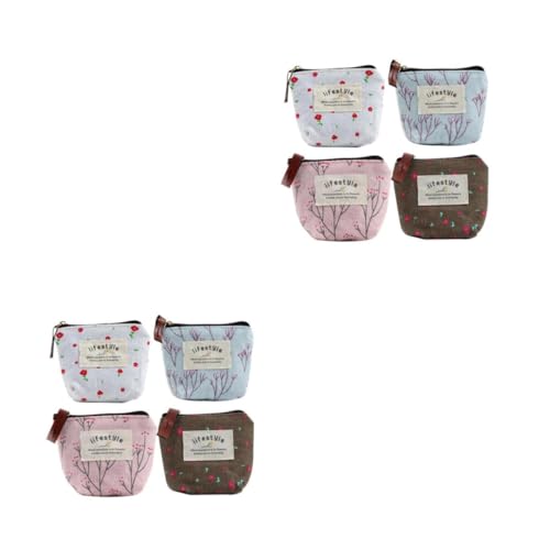 BESPORTBLE 8 Stück Teiliges Canvas Münzgeldbörse mit Reißverschluss Leichtes Mini Portemonnaie für Frauen und Mädchen Praktische Kleine Geldbeutel mit Niedlichen Cartoon Mustern für Münzen von BESPORTBLE