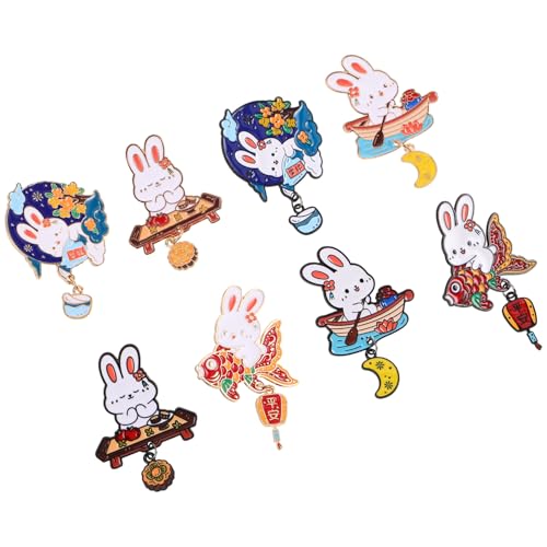 BESPORTBLE 8 Stück Teiliges Cartoon Kaninchen Broschen Niedliche Tier-anstecknadeln aus Zinklegierung und Emaille Vielseitiger Modeschmuck für Jacken Schals und Kleider Kreatives Accessoire von BESPORTBLE