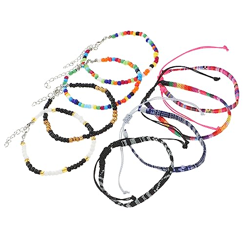 BESPORTBLE 8 Stück Teiliges Fußkettchen Damen Verstellbare Bunte Perlenarmbänder Hautfreundlich und Langlebig Knöchelketten für Strandpartys Festivals Geburtstage und Alltag von BESPORTBLE