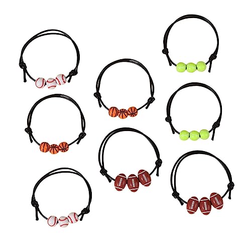 BESPORTBLE 8 Stück Teiliges Verstellbares Sportarmband mit Sport Charms aus Schwarzem Seil Basketball Football Baseball Tennis Fan Armbänder für Damen und Teens von BESPORTBLE