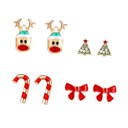 BESPORTBLE 8 Stück Teiliges Weihnachts-ohrring Karikatur- Zuckerstange und Strassbesetzten Ohrsteckern aus Legierung Festliches Schmuck-accessoire für Frauen Passend zu Weihnachten von BESPORTBLE