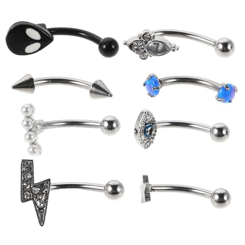 BESPORTBLE 8-teiliger Augenbrauen-Piercing-Schmuck: Labret-Lippen-Piercingringe für Damen – Vintage-Steampunk-Augenbrauenknochen-Ohrstecker – hypoallergener Edelstahl-Ohrring von BESPORTBLE