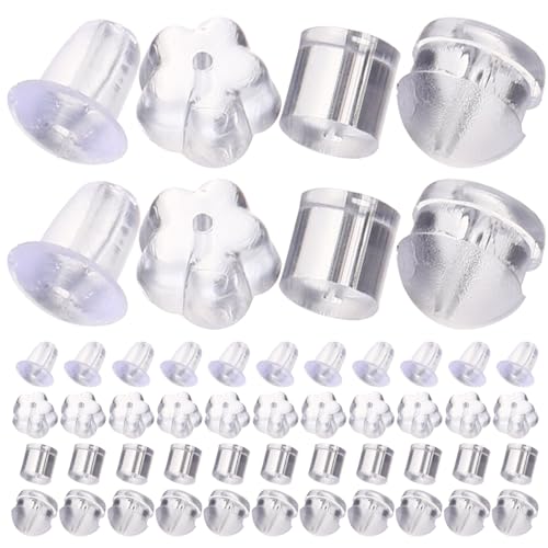 BESPORTBLE 800 Stück Earring Stoppers Klare Silikon Ohrstecker Rückseiten Ersatzpads für Ohrstecker für Schlaffe Ohren Verschiedene Transparent Diy Schmuckzubehör von BESPORTBLE