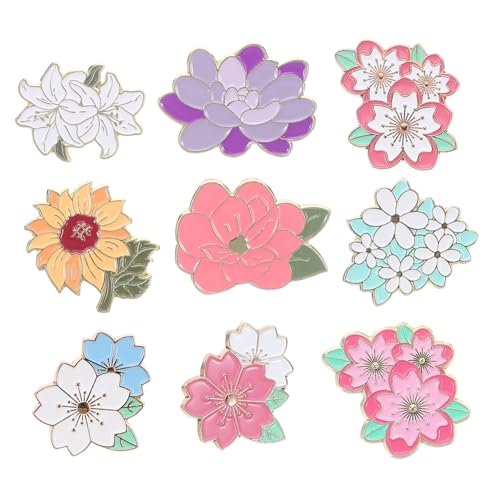 BESPORTBLE 9 Stück Teiliges Blumen Emaille Anstecknadel Strapazierfähige Metallbroschen mit Sicherem Verschluss Modische Kawaii Pins für Rucksack Kleidung DIY Accessoires für Damen und Herren von BESPORTBLE