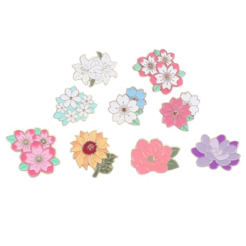 BESPORTBLE 9 Stück Teiliges Emaille Pins mit Kirschblüten-design Langlebige Metallbroschen für Rucksack und Kleidung Frühlingshafte Leichte Anstecknadeln als Modisches Accessoire für Damen von BESPORTBLE