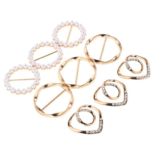 BESPORTBLE 9 Stück Teiliges Kleidung Clips Metall Schalring Clip mit Zirkonia und Perlen Langlebige Kleidung Neckerchief Buckles für Damen Fester Halt zum Fixieren von T shirt Pullover und von BESPORTBLE