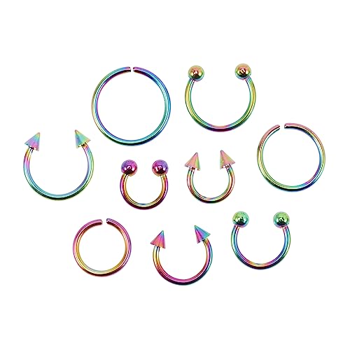 BESPORTBLE 9 Stück Teiliges Nasen und Ohrpiercing aus Bunte Nasenringe und Ohrstecker Glatte Oberfläche Angenehm zu Tragen Vielseitiger Schmuck für Damen und Herren Geschenkidee von BESPORTBLE