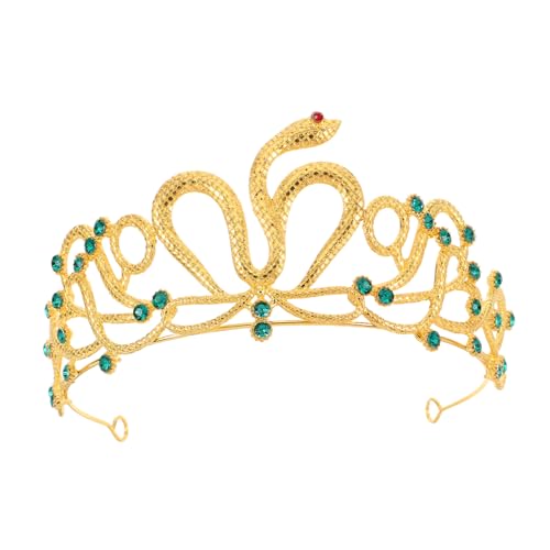 BESPORTBLE Ägyptische Schlangenkönigin Haarreif Damen Braut Tiara mit Grünen Strasssteinen Leichter Retro Kopfschmuck für Hochzeit Halloween Party und Kostümzubehör von BESPORTBLE