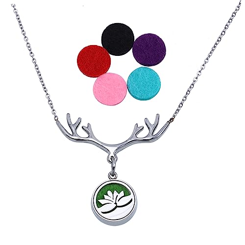 BESPORTBLE Ätherische Öl Medaillon Halskette mit Elchgeweih Design Aromatherapie Diffusor für Entspannende Düfte Eleganter Schmuck von BESPORTBLE