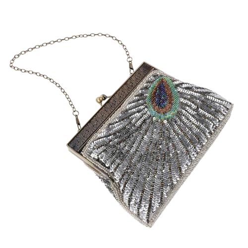 BESPORTBLE Abschlussball Handtaschen Abendtasche Retro Umhängetasche Perlen Umhängetasche Vintage Perlentasche Hochzeitshandtasche Pailletten Abendhandtasche Pailletten Perlen von BESPORTBLE