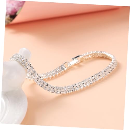 BESPORTBLE Armband Doppelreihig Glänzend mit Fake Zirkonia Modisches Handgelenkschmuck für Mädchen Hautfreundliches Legierungsarmband Komfortabel und Langlebig für Fotos und Partys von BESPORTBLE