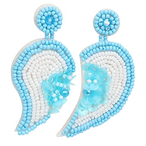BESPORTBLE Asymmetrische Herz Ohrhänger mit Perlen Handgefertigte Blumen Ohrringe Damen Schmuck Dangle Drop Accessoires für Freundinnen und Besondere Anlässe von BESPORTBLE