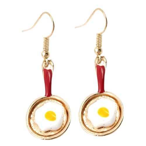 BESPORTBLE Asymmetrische Kleine Spatel Ohrstecker mit Spiegelei design Leichte Rote Ohrringe für Frauen Modische Originelle Studentenschmuck Langlebig und Vielseitig Kombinierbar von BESPORTBLE