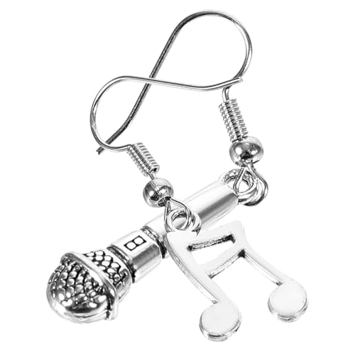 BESPORTBLE Asymmetrische Musiknote Ohrhänger Damen Mikrofon und Notenschlüssel Design Dangle Ohrringe Leichter Schmuck für Alltag Party Hochzeit für Musikliebhaber von BESPORTBLE