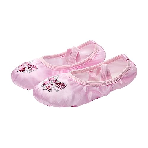 BESPORTBLE Ballettschuhe aus Satin mit Bestickten Pailletten rutschfeste Geteilte Wildledersohle Elastisches Band für Bequemen Sitz Ballet Dance Shoes für Mädchen von BESPORTBLE