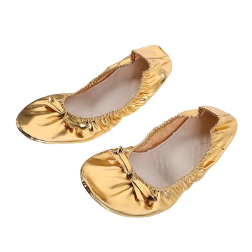 BESPORTBLE Ballettschuhe für Damen Goldene Weiche Split Sohle Leichte Stoßdämpfende Tanzschläppchen für Yoga Ballett und Bühnenauftritte Kompakt und Tragbar für Tanztraining von BESPORTBLE