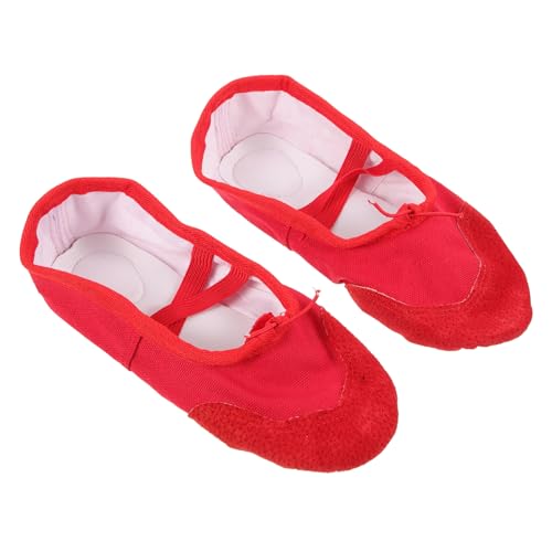 BESPORTBLE Ballettschuhe für Mädchen und Erwachsene Elastische PU Tanzschuhe mit Rutschfester Sohle und Glänzend Geeignet für Yoga Ballett und Tanz Rot von BESPORTBLE