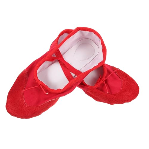 BESPORTBLE Ballettschuhe und Erwachsene Rote Pu Ballettslipper mit Elastikband rutschfeste Tanzschuhe Weiche Sohle für Yoga Modern Dance und Ballett von BESPORTBLE