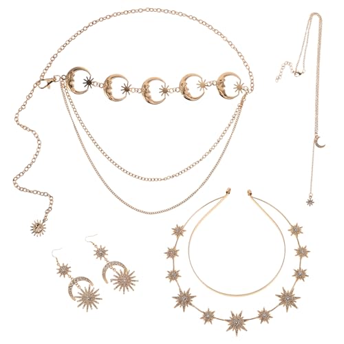 BESPORTBLE Barock Gothic Schmuckset Damen Teilig Vintage Halskette Ohrringe Taillenkette Partyschmuck Elegant Handgefertigt Geschenkidee von BESPORTBLE