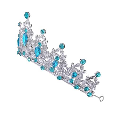 BESPORTBLE Barock Krone Tiara mit Strass für Braut Damen Hochzeit Party Prinzessin Kostüm Zubehör Silber Himmelblau Funkelndes Diadem für Abschlussball Festzug Quinceanera von BESPORTBLE