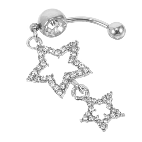 BESPORTBLE Bauchnabelpiercing Damen Strass Stern Anhänger Funkelnder Bauchnabelring mit Schwebendem Stern Sicherer Sitz Modischer Körperschmuck für Alltag und Besondere Anlässe von BESPORTBLE