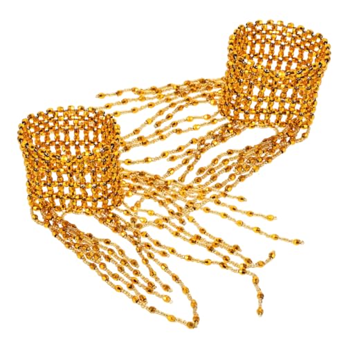 BESPORTBLE Bauchtanz Armband Goldfarbene Arm Manschette mit Fransen Elastisch Oberarm Schmuck für Damen und Mädchen für Bauchtanz Aufführungen und Partys von BESPORTBLE