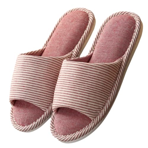 BESPORTBLE Baumwollhausschuhe Damen Rutschfest mit Profilierter Sohle Bequeme Flache Baumwollpantoffeln für Innen und Außen Langlebige Damen Hausschuhe von BESPORTBLE
