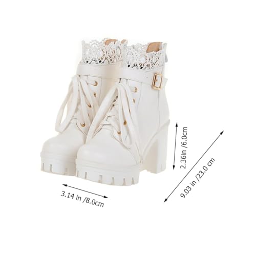 BESPORTBLE Bequeme Damen Stiefeletten mit Chunky Absatz Kurzschaft Herbst Winter Boots Modisch Elegant Rutschfeste Gummisohle Vielseitig Kombinierbar Schlanker Look Einfache Handhabung von BESPORTBLE
