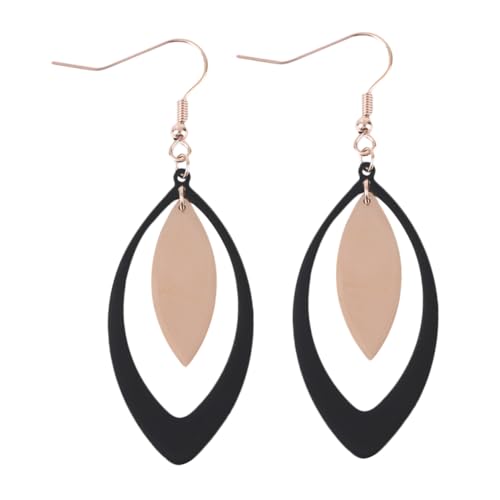 BESPORTBLE Blatt-ohrtropfen Doppelt Ohrring Trendy Mode Frauen Ohrtropfen Schmuck Ohrhänger Black BESPORTBLE Blatt-ohrtropfen Doppelt Ohrring Trendy Mode Frauen Ohrtropfen Schmuck Ohrhänger Black von BESPORTBLE