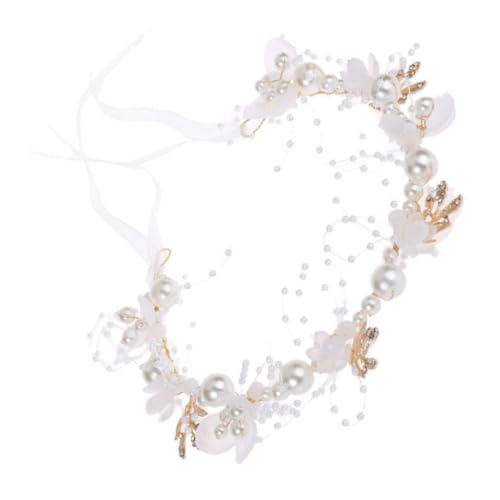 BESPORTBLE Blumenkranz Kopfschmuck mit Perlen Mädchen Stirnband Hochzeit Haarschmuck Zart Leicht Verstellbar für Erwachsene Brautjungfer Accessoire Party Fotosession von BESPORTBLE