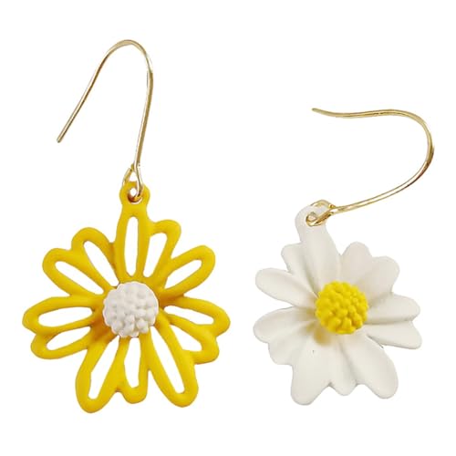 BESPORTBLE Blumige Damenohrringe aus Langlebiger Legierung Modisches Blumen Design Leichter Schmuck für Alltag und Reisen Stilvolle Ohrhänger in Weiß und Gelb Komfortabel zu Tragen von BESPORTBLE