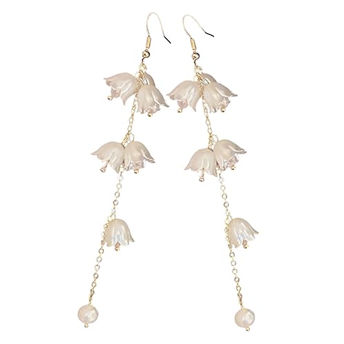 BESPORTBLE Blumige Ohrhänger mit Perlen Glockenblumen Design Ohrstecker für Damen Eleganter Ohrschmuck für Alltag Party und Festliche Anlässe von BESPORTBLE