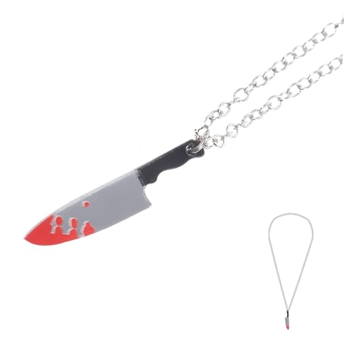 BESPORTBLE Blutige Cutter Halskette Gothic Schmuck Anhänger aus Leichtem Legierungsmetall Gruseliges Halloween Accessoire für Männer und Teenager Originelles für Partys und Besondere Anlässe von BESPORTBLE