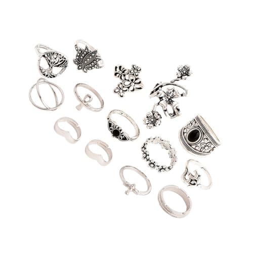BESPORTBLE Bohemia Retro Ring aus Hochwertiger Legierung Vintage Finger Ringe in Silber Verschiedene Langlebig und Komfortabel für Vielseitige Outfits von BESPORTBLE