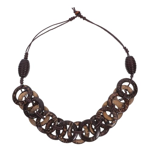 BESPORTBLE Boho Perlenkette Kaffeebraun Kokosnuss Muschel Chunky Perlen Halskette Ethno Pullover Kette Boho Strand Schmuck Hawaii Tropisch Luau Party Accessoires von BESPORTBLE