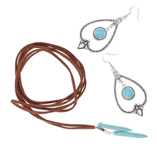 BESPORTBLE Boho Schmuckset Damen Teilig Türkis Halskette Ohrstecker Leicht Elegant Modisch Für Hochzeit Alltag von BESPORTBLE