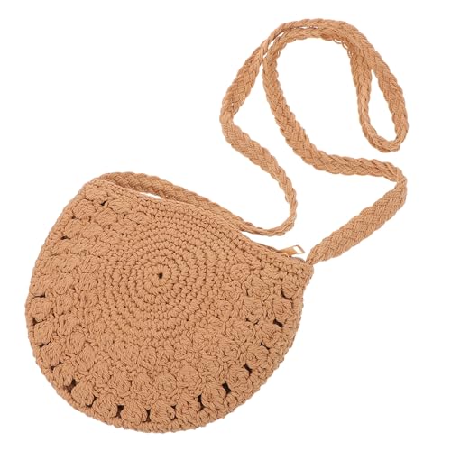 BESPORTBLE Boho Umhängetasche für Damen: Handgewebte Baumwollseil Schultertasche – Halb-runde Retro kleine geflochtene Geldbörse für Reisen und Partys von BESPORTBLE