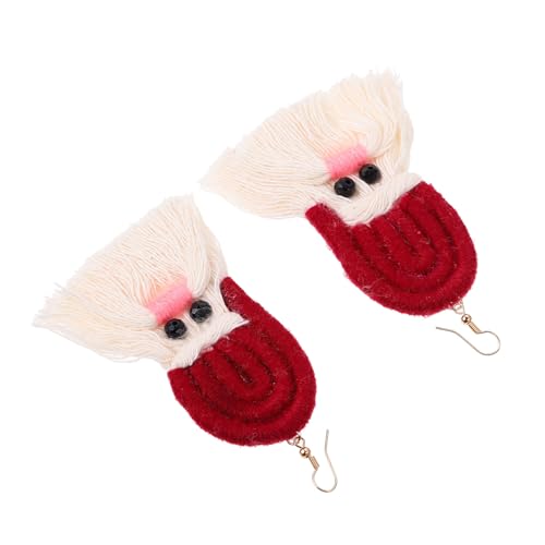 BESPORTBLE Boho Weihnachts Ohrringe Damen Rote Quasten Ohrschmuck Baumwollseil Handgefertigt Langlebig Für Festliche Anlässe Und Alltag von BESPORTBLE