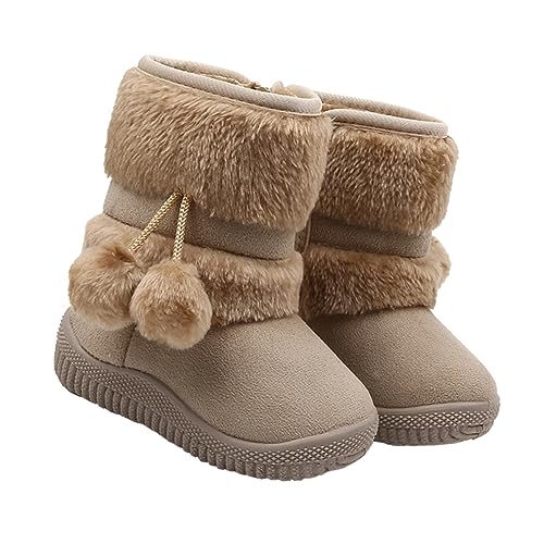 BESPORTBLE Boots Prewalker Winterschuhe mit Weicher Rutschfester Sohle und Dickem Plüschfutter für Warme Bequeme Krabbelschuhe in Beige von BESPORTBLE