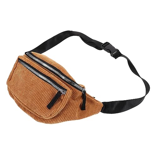 BESPORTBLE Braune Damen-hüfttasche Aus Cord Brusttasche Mit Umhängefunktion Modische Outdoor-Tasche Für Reisen Radfahren Und Einkaufen von BESPORTBLE
