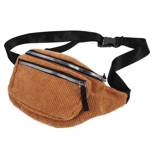 BESPORTBLE Braune Tragbare Hüfttasche Für Damen Brusttasche Aus Cord Kleine Umhängetasche Für Outdoor-aktivitäten Und Reisen von BESPORTBLE