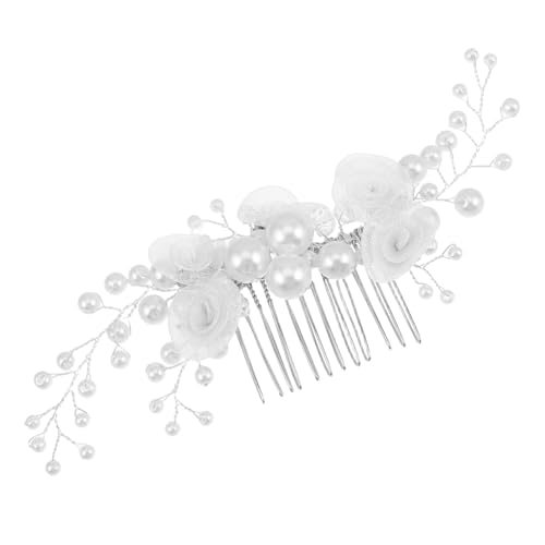 BESPORTBLE Braut Haarkamm mit Perlenblumen Handgefertigter Französischer Kamm Leichter Haarschmuck für Hochzeit Braut und Blumenmädchen Eleganter Kopfschmuck für Besondere Anlässe von BESPORTBLE