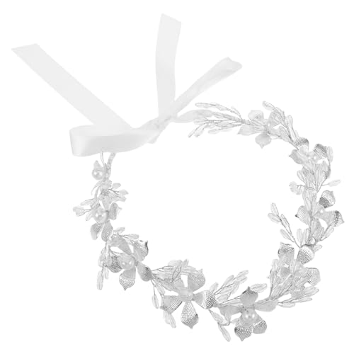 BESPORTBLE Braut Strass Stirnband Glänzend Kopfbedeckung Prinzessin Blumen- Braut-hochzeits-stirnband Mädchen Tiara Seide Heiraten Hochzeitshaarranken Brautjungfer Zinklegierung Weiß von BESPORTBLE