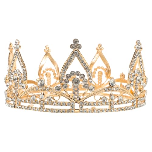 BESPORTBLE Brautkrone für die Hochzeit – Strass-Tiara-Kopfschmuck im Prinzessinnen-Stil für Damen – Glänzendes rundes Haar-Accessoire für die Braut, Maskerade, Party, Geburtstag von BESPORTBLE