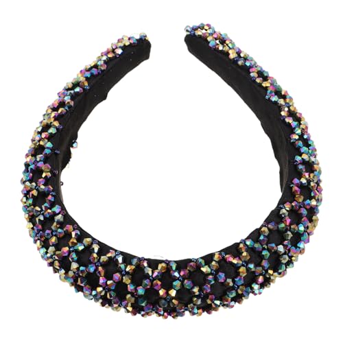 BESPORTBLE Breites Glitzer Stirnband Damen Handgefertigt mit Strass und Perlen Boho Stil Haarband Bunt Leicht Tragbar für Party Hochzeit Alltag von BESPORTBLE
