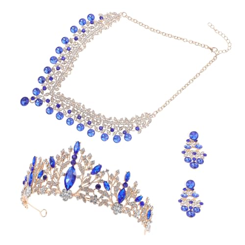 BESPORTBLE Bridal Jewelry Set mit Funkelnden Strasssteinen Hochzeitsschmuck Krone Halskette Ohrringe für Braut Komfortabel Sitzendes Vielseitiges Schmuckset für Hochzeiten und Festliche von BESPORTBLE