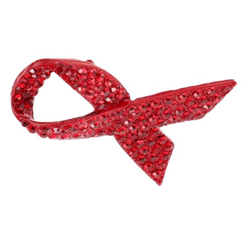 BESPORTBLE Brosche Mit Rotem Band Strass-bandnadel Rote Schleifennadeln Zur Sensibilisierung Anstecknadeln Für Krebsbewusstsein Krebsnadeln Krebs-pin Bandnadeln Legierung von BESPORTBLE