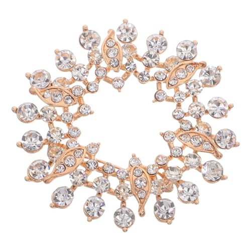 BESPORTBLE Brosche aus Legierung mit Strasssteinen für Damen, Kristallbroschen, dekoratives Kleidungszubehör für Kleider, Weihnachten und Hochzeiten, golden von BESPORTBLE